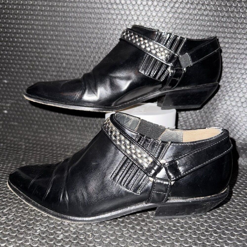Via Spiga 1990s Harness Bootie Vintage Black Boots Shoes Women’s Size 5.5B